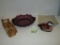 Lot Misc. Ceramic Turkey Napkin Rings, Amethyst Glass, Ashtrays,