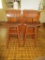 Pair Oak Swivel Stools w/Slat Back & Seats