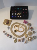 Lot Misc. Costume Jewelry.  Joan Rivers Clip on Earrings w/Interchangeable