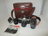 Vintage ASAHI Pentax K1000 35mm Camera w/3 Lenses in J C Penney
