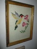 Hummingbird Cross Stitch Framed Approx. 9