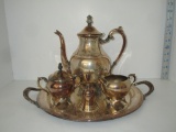 Lot FB Rogers Silverplate Coffee Pot w/Matching Creamer & Sugar