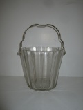 Vintage Glass Ice Bucket w/Metal Handle 5