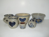 Lot Misc. Salt Glaze Pottery, Small Vase, Tooth Pick Holder, Miniature