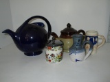 Lot Teapots & Other.  Retro Hall China Teapot, Brown Glaze Teapot,