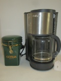 Lot Edelfino 12 Cup Coffee Maker & Gevalia Canister - Used Condition