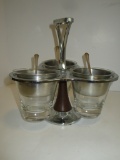 Retro condiment Set w/Glass & Stainless Inserts Approx. 9
