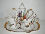 Lot Semi Porcelain Tea Set w/Floral Design - 12 pcs