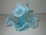 Fenton Blue Opalescent Hobnail 6 1/4