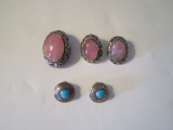 Lot Sterling Jewelry, Pink Quartz Set in 925 Brooch