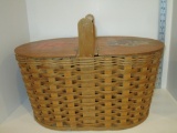 Split Oak Picnic Basket w/Double Hinged Lid