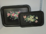 Lot Tole Painted Serving Trays w/Floral Design