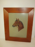 Framed Needle Point Horse Scene  16