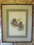 Black Bear Cubs Print Framed  20 1/2