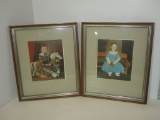 Pair Victorian Children Screen Prints  13