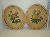 Pair Floral Prints in Oval Frames  14