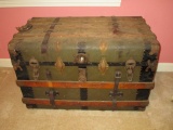 Vintage Travel Trunk w/Wood Banding