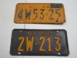 2 new York License Tags  1- 1948-49  1- 1950