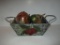 Decorative Tin Basket w/ Handles & Jeweled Fruit