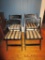 4 Adorable Folding Wooden Chairs w/ Striped Upholstered Seat - Great Chippy Paint Look