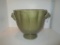 Olive Ceramic Cache Pot w/ Applied Curled Vine Motif Handles - 12