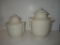 Lot - Ceramic Covered Jars w/ Applied Handles 10