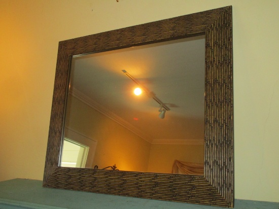 Bamboo Style Framed Mirror - 29" X 35"