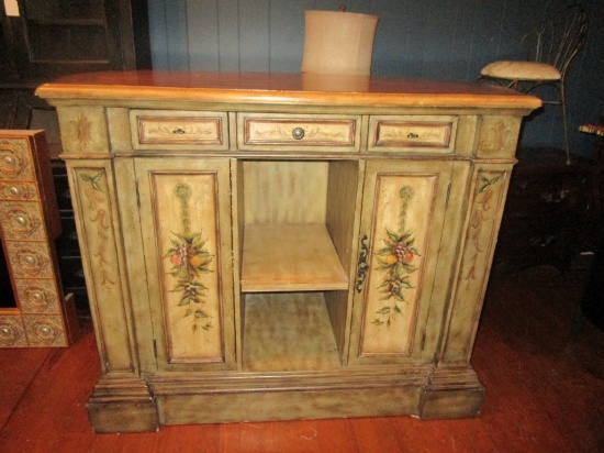 Very Nice Bar w/ Painted Designs. Great Storage - Solid Piece 43" X 53" X 29"