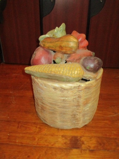 Chalkware Basket of Vegetable - 16.5" Heavy