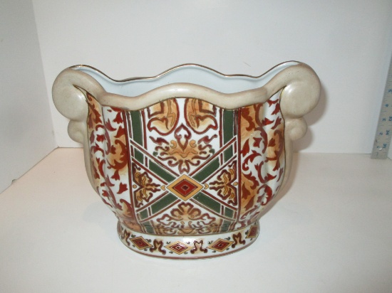 Chinese Imports Oriental Design Cache Pot - 8" X 10.5" X 4.5