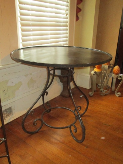 Decorative Metal Patio Table w/ Scrolled Base - 28.5" X 31.5"