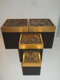 Lot 4 Black  Decorative Boxes w/ Decorative Carved Gilt Lids 4