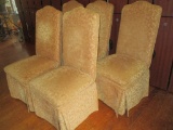 Five Gold Colored Upholstered Parson's Chairs