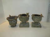 Lot Ceramic Planters w/ Bird Accents - (2) 5