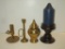 Brass Lot w/ Wooden Candle Holder - see pictures