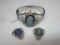 Whiting & Davis Silver Cameo Bracelet & Matching Earrings