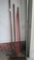 Lot - Wooden Handled Pitchfork, Rake, Hoe, Push Broom