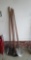 Lot -- Wooden Handled Hoe, 2 Shovels, Dirt Rake