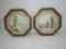 Pair of Octagonal Prints of Watercolors - 