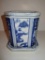 Blue & White Ceramic Oriental Design Square Flower Pot - 5.5