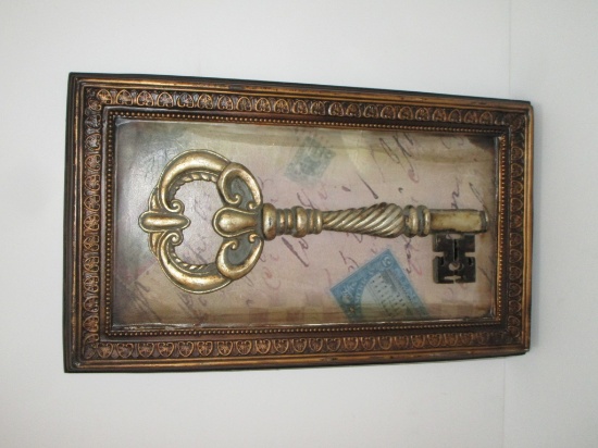 Decorative Chalkware Plaque w/ Molded Key - 16" X 9.5"