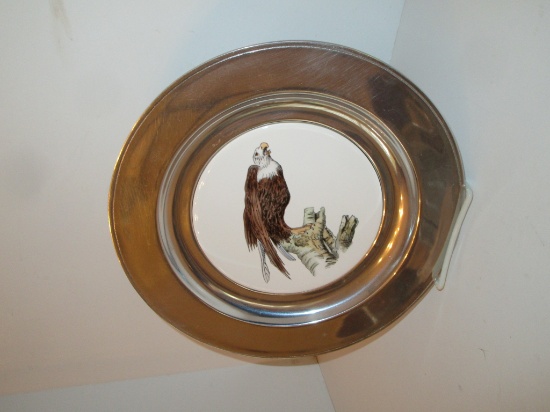 Wilton Collections Pewter 11" Collector Plate w/ Porcelain Eagle Insert