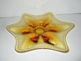 Star Design Art Glass Start Shaped Plate  - Amber & Marigold - 14.5