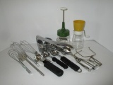 Lot Can of Utensils & Nutmeg Grater & Chopper