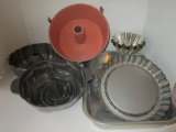 Lot - Misc Baking Pans - Large Baking Pan, Spring form Pan, Bundt Pans, Molds, Torte Pan
