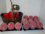 Lot - Christmas Baskets & Unique Candles (never used)