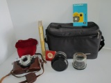 Zeiss Ikon in Leather Case w/ Camera Bag, 2 Lens, 1 Camera Book