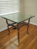 Decorative Glass Top Accent Table w/ Cast Iron Decorative Base 24