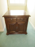 Mahogany Accent Table w/ 1 Drawer & Cabinet Base - 23.5