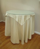 Wooden Round Table w/ Glass Top - 30